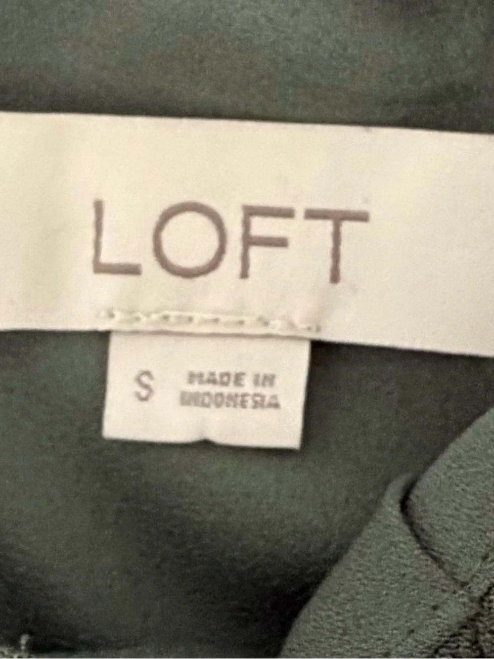 LOFT Olive Green Puff Sleeve Scoop Neck Blouse